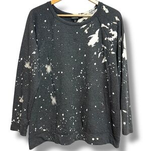 Torrid Tie Dye Sweatshirt Charcoal Grey + White Bleach Dye Plus Size 2 2X 18 20